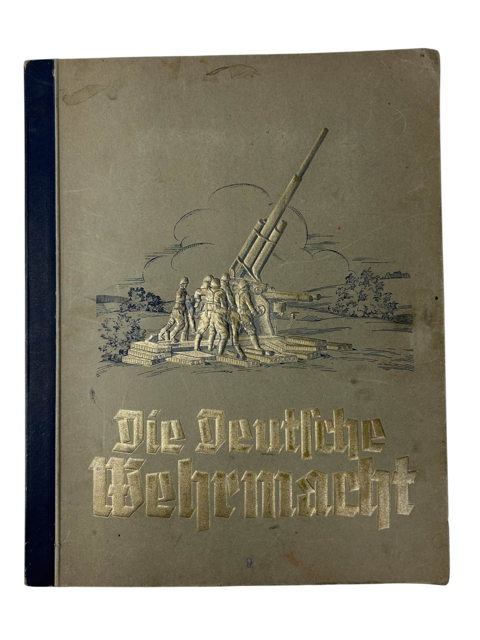 1936 German Die Deutsche Wehrmacht Cigarette Album: German military cigarette-card album titled Die Deutsche Wehrmacht, published in 1936 by Cigaretten-Bilderdienst Dresden-A.5 and printed in Germany. The volume presents the organization, uniforms, ins