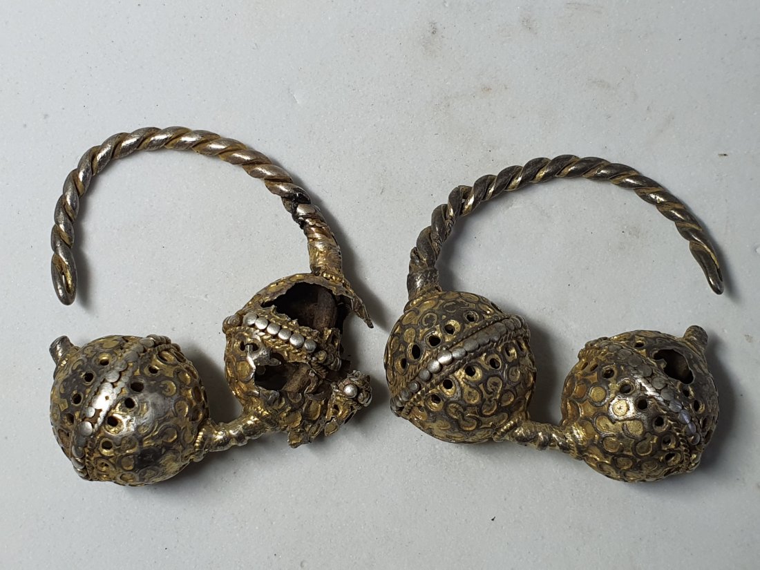 Scandinavian Type Silver-Gilded Ear-Rings (1 of 2)