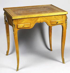 A French Oak Table: French marquetry table. 18th century. 28 inches x 29 inches x 24 inches