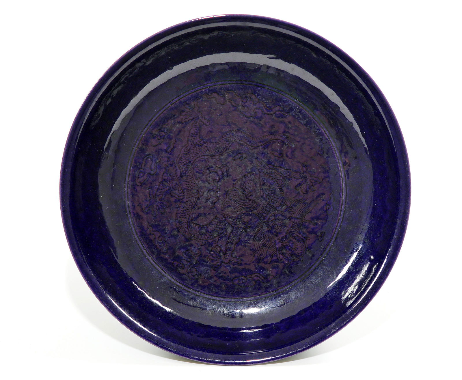 A Chinese Imperial Aubergine-Glazed "Dragon" Dish (1 of 12)