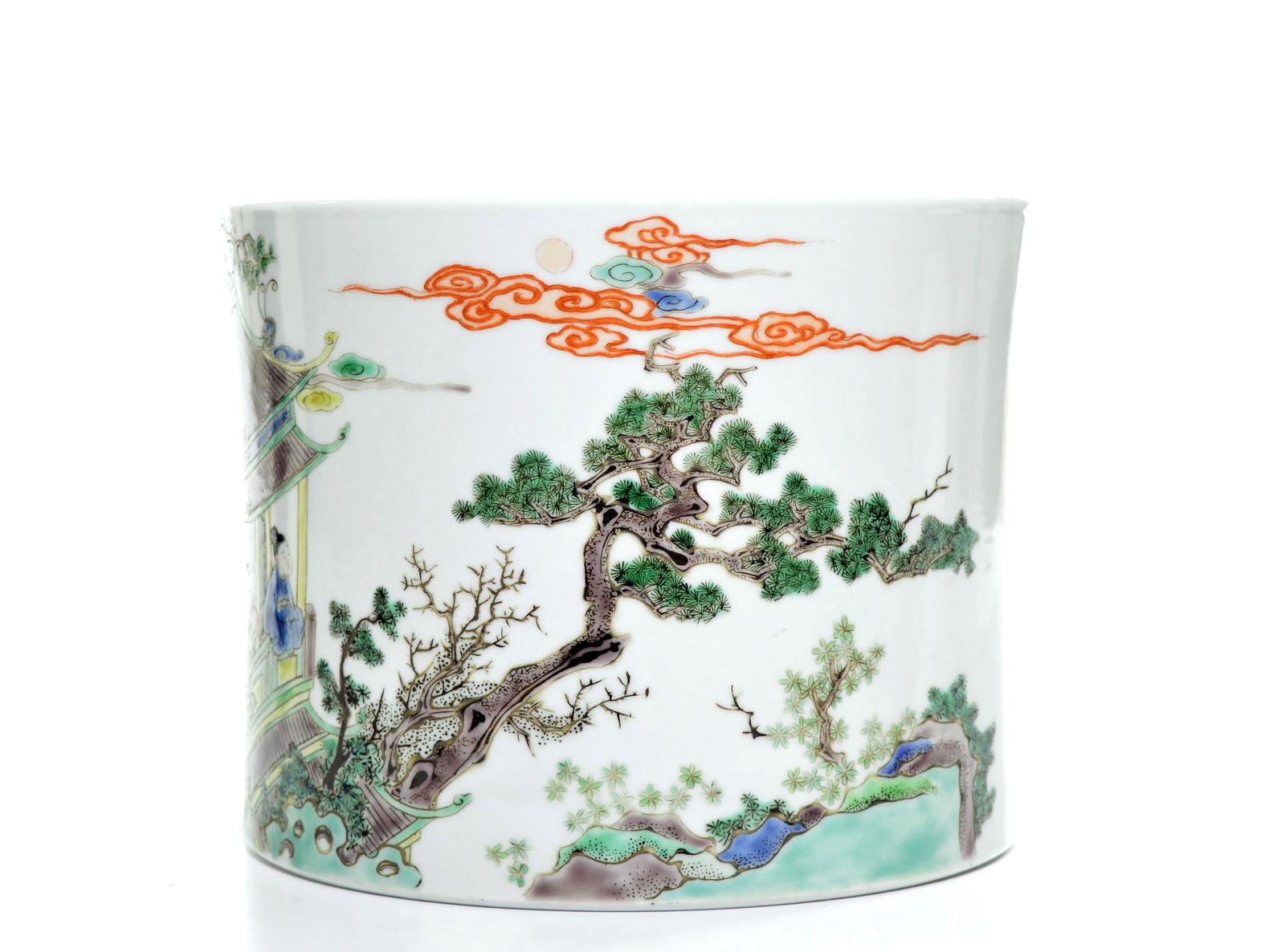 A Fine Chinese Famille Verte Brush Pot (1 of 10)