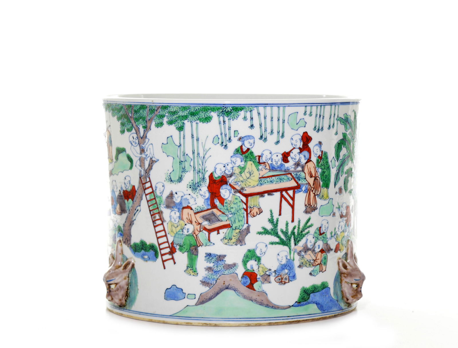 A Rare and Large Chinese Famille Verte Brush Pot (1 of 4)