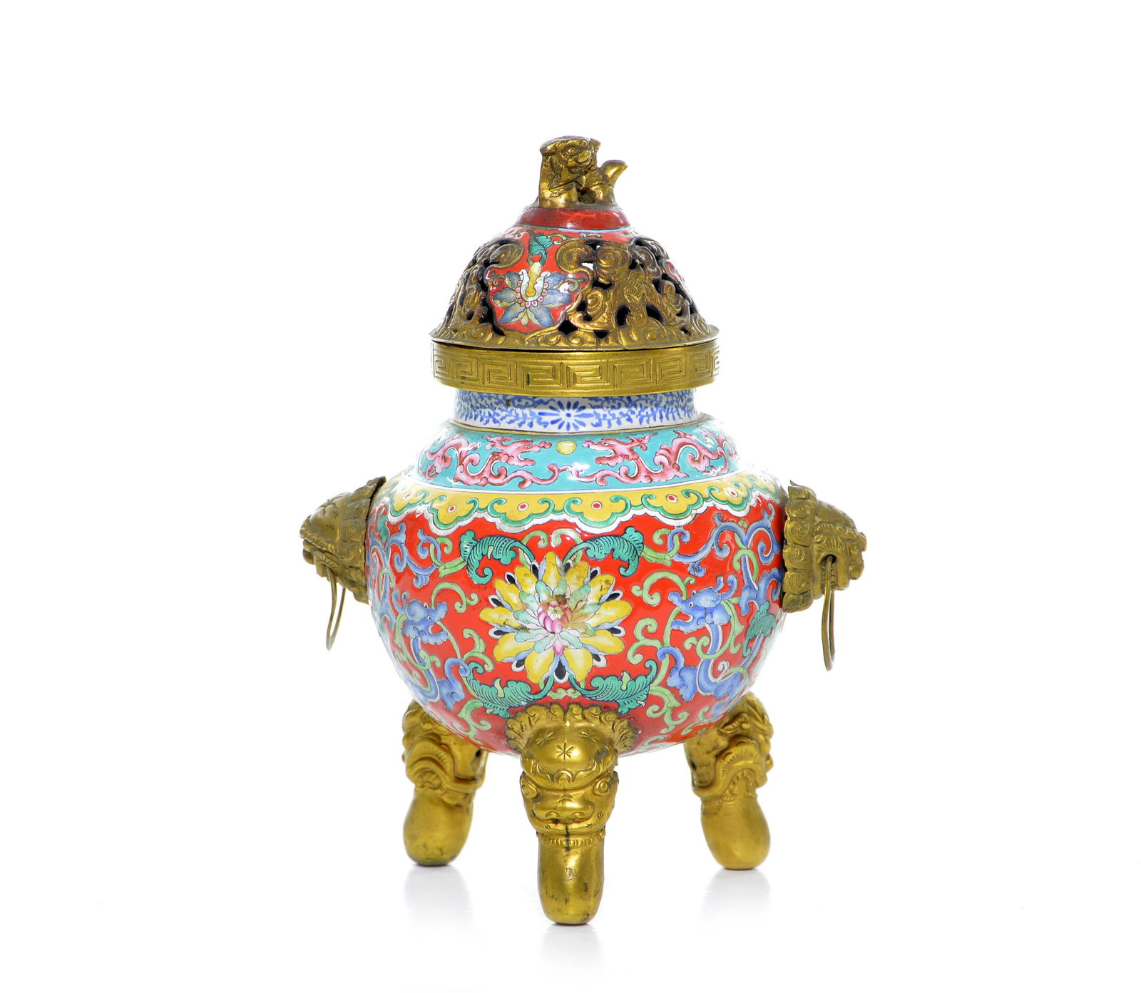 A Fine Chinese Bronze Enamel Incense Burner (1 of 2)