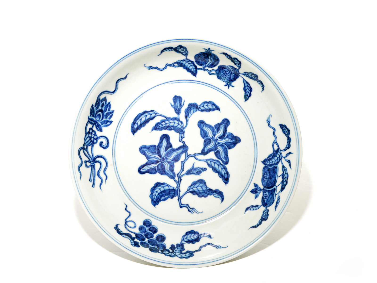 A Very Fine Chinese Blue and White Porcelain Dish (1 of 6)