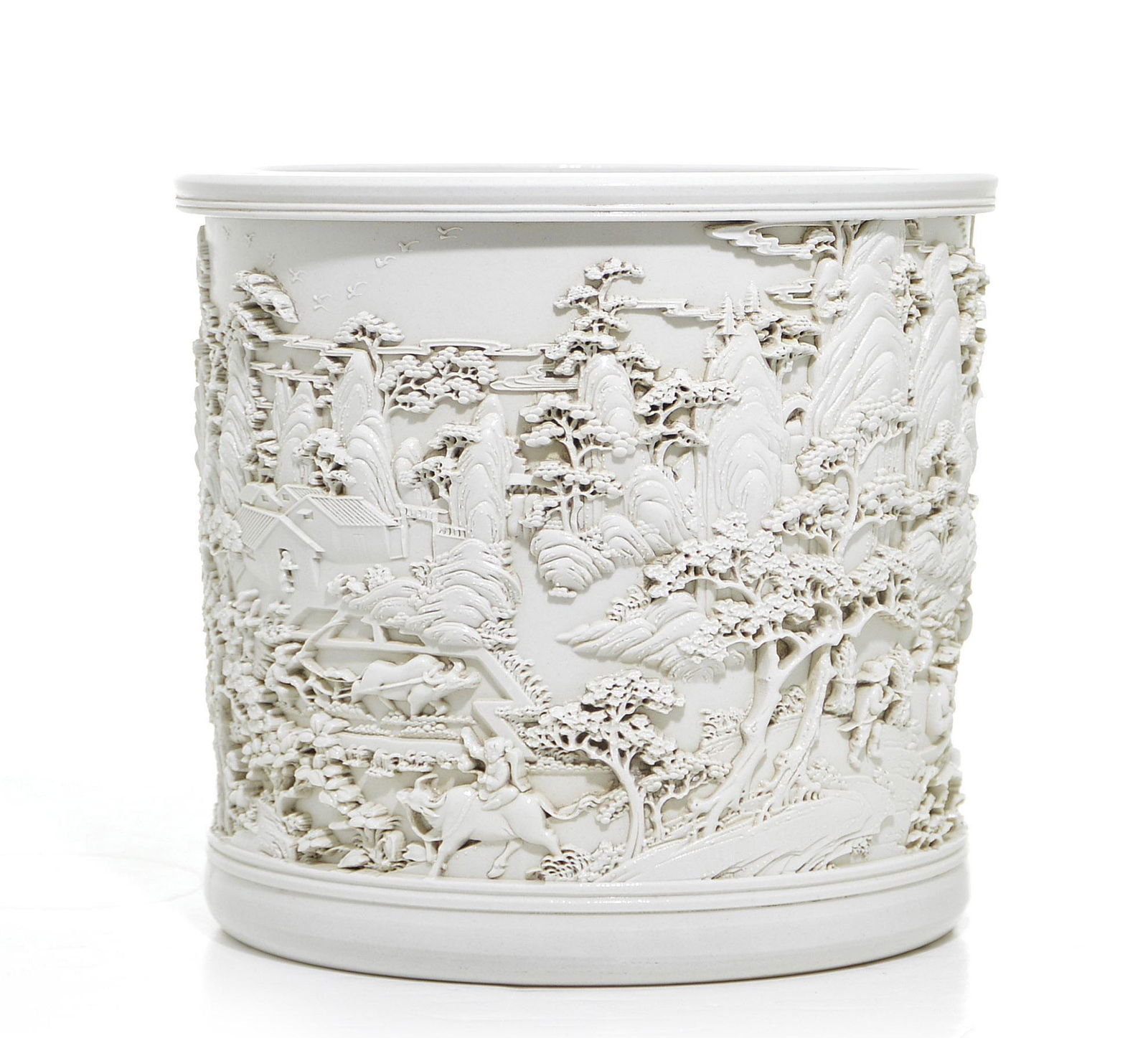 A Very Rare Chinese Blanc-de-Chine Brush Pot (1 of 10)