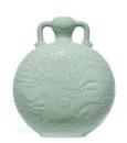 Rare Chinese Celadon 'Dragon' Moon Flask Vase