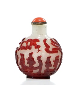 Chinese Peking Glass 'Nine-Scholars' Snuff Bottle