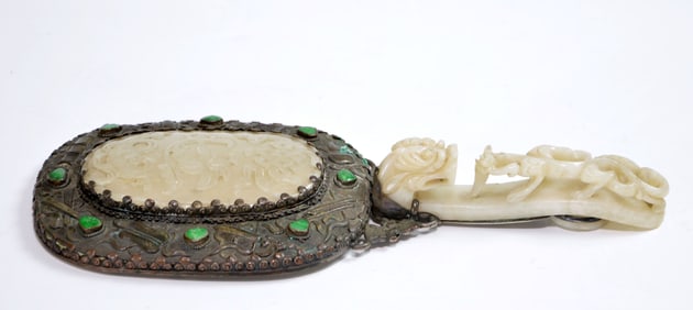 Chinese Jade-Mounted Mirror