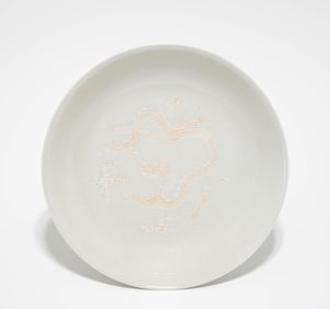Chinese White-Glazed Dragon Plate