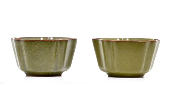 Pair of Chinese Teadust-Glaze Tea Cups