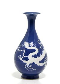 Chinese Cobalt-Blue Dragon Vase