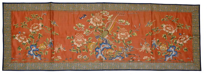 Chinese 'Pheasant and Peony' Silk Panel