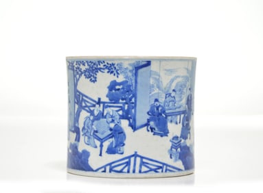 Chinese Kangxi Blue and White Brush Pot