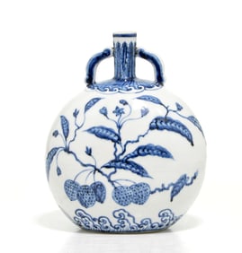 Chinese Yongle Blue and White 'Lychee' Moonflask Vase