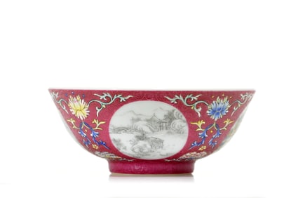 Very Fine Famille Rose Medallion Bowl
