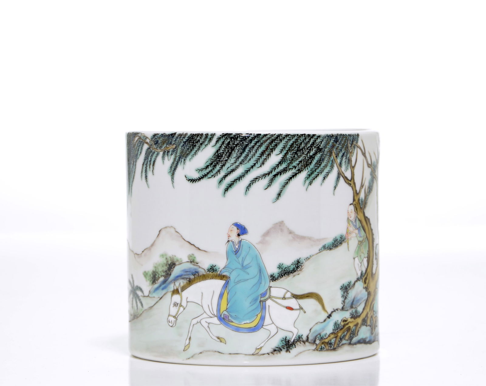 Chinese Famille Rose 'Snow Scene' Brush Pot (1 of 14)