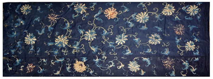 Chinese 'Tri-Blue' Silk Embroidery Panel