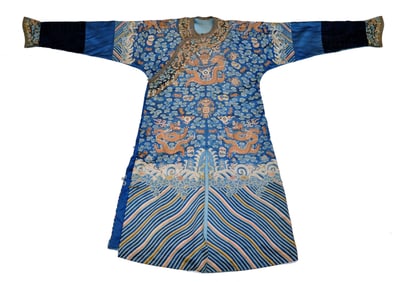 Large Chinese Silk Embrodery Dragon Robe