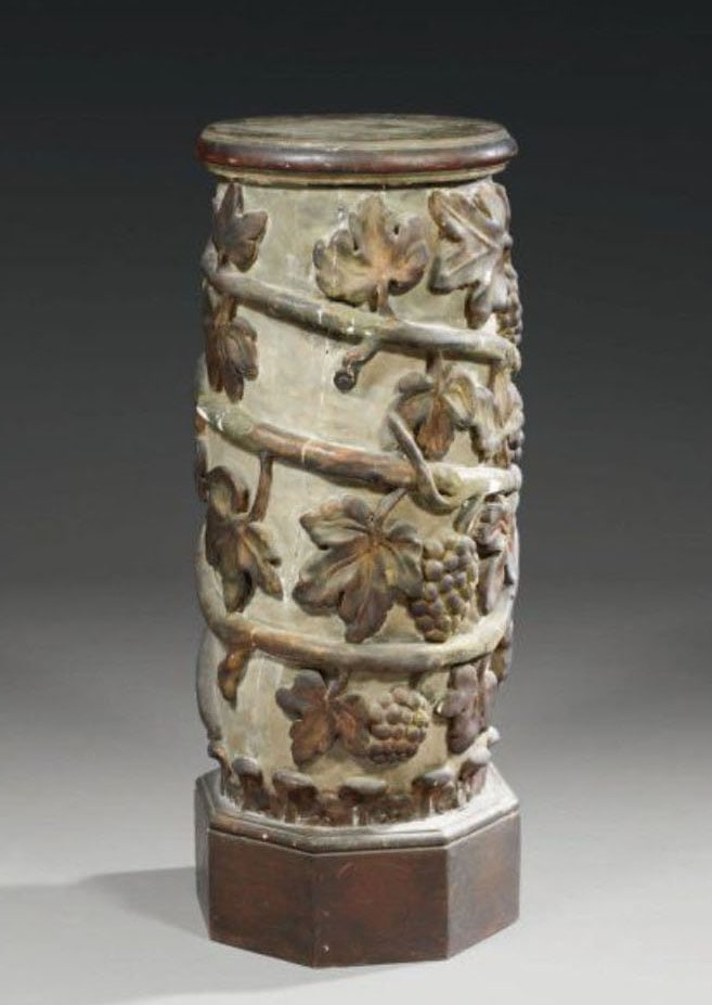 Wood Stucco Column: H: 42 cm