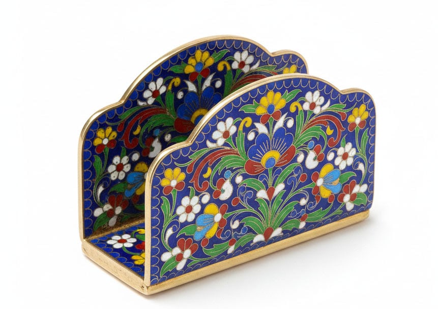Cloisonne Napkin Holder: L: 9 cm