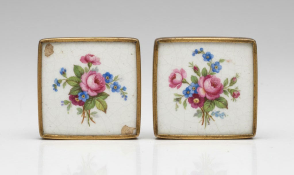 Pair of Porcelain Plaques: 12 x 12 cm