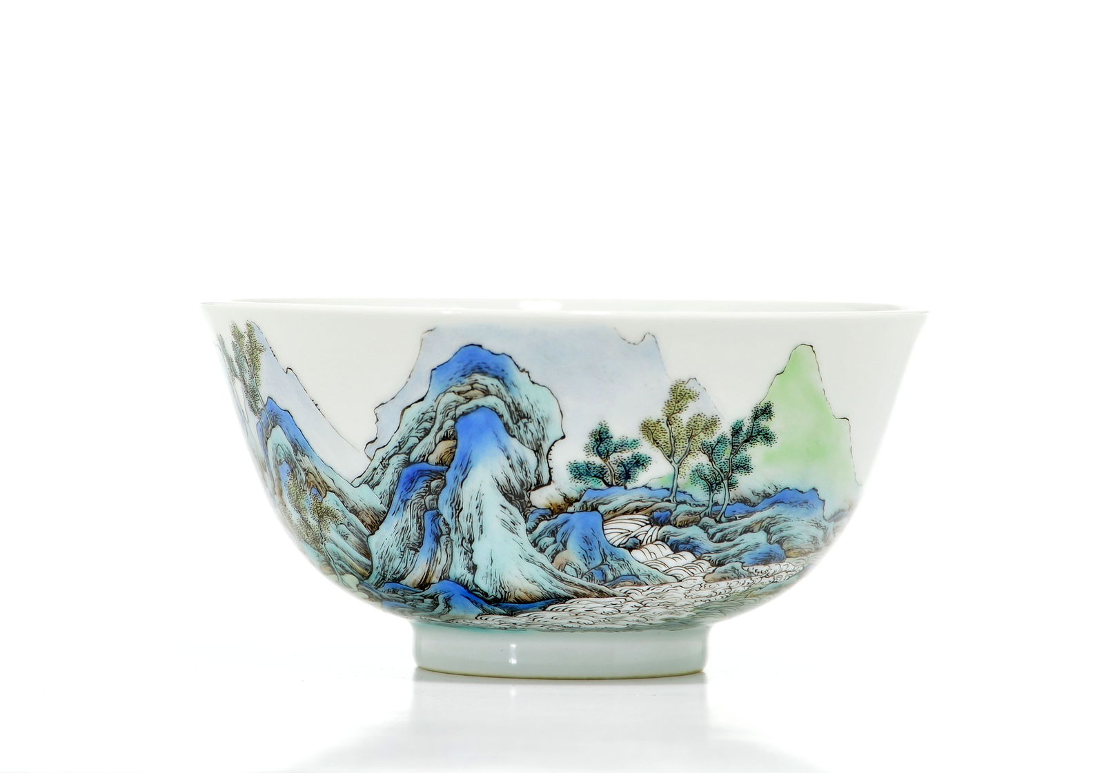 Very Fine Chinese Falangcai-Style 'Landscape' Bowl (1 of 14)