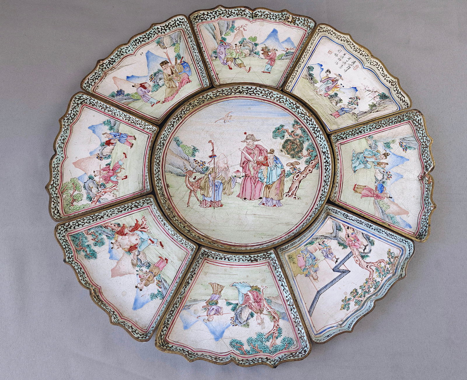 Chinese Taoism Enamel Dishes - 2