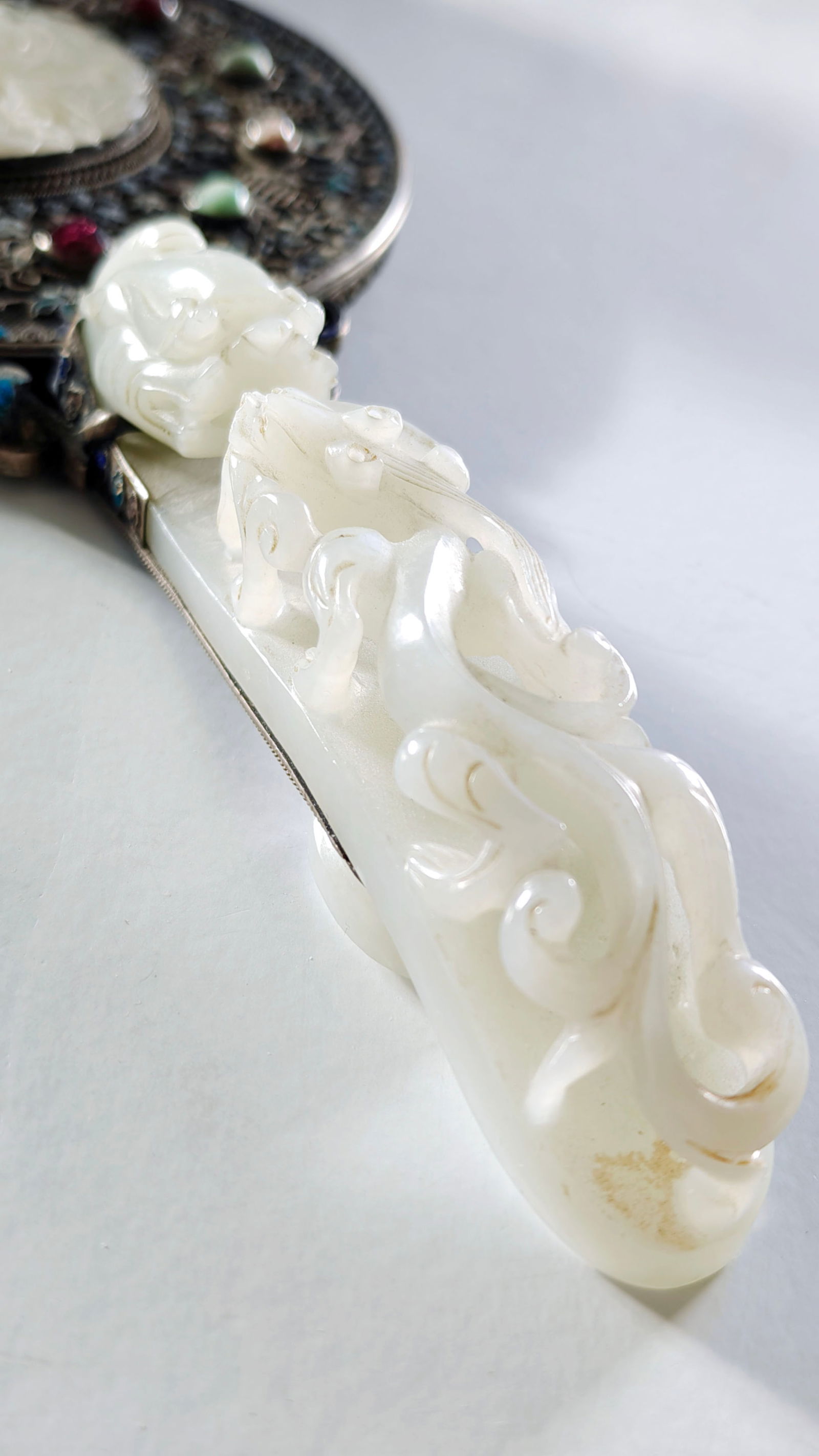 Chinese Jade-Inlay Mirror - 11