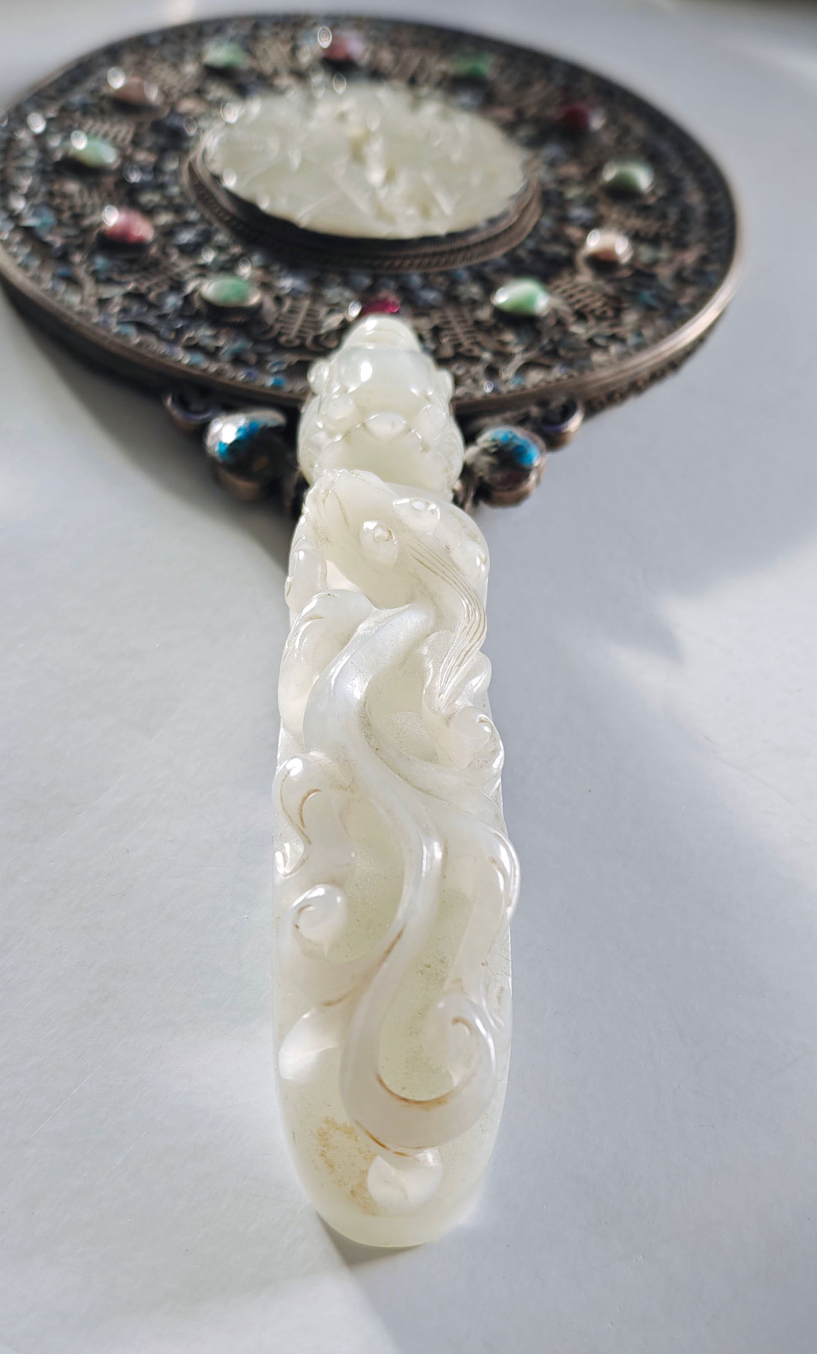 Chinese Jade-Inlay Mirror - 12