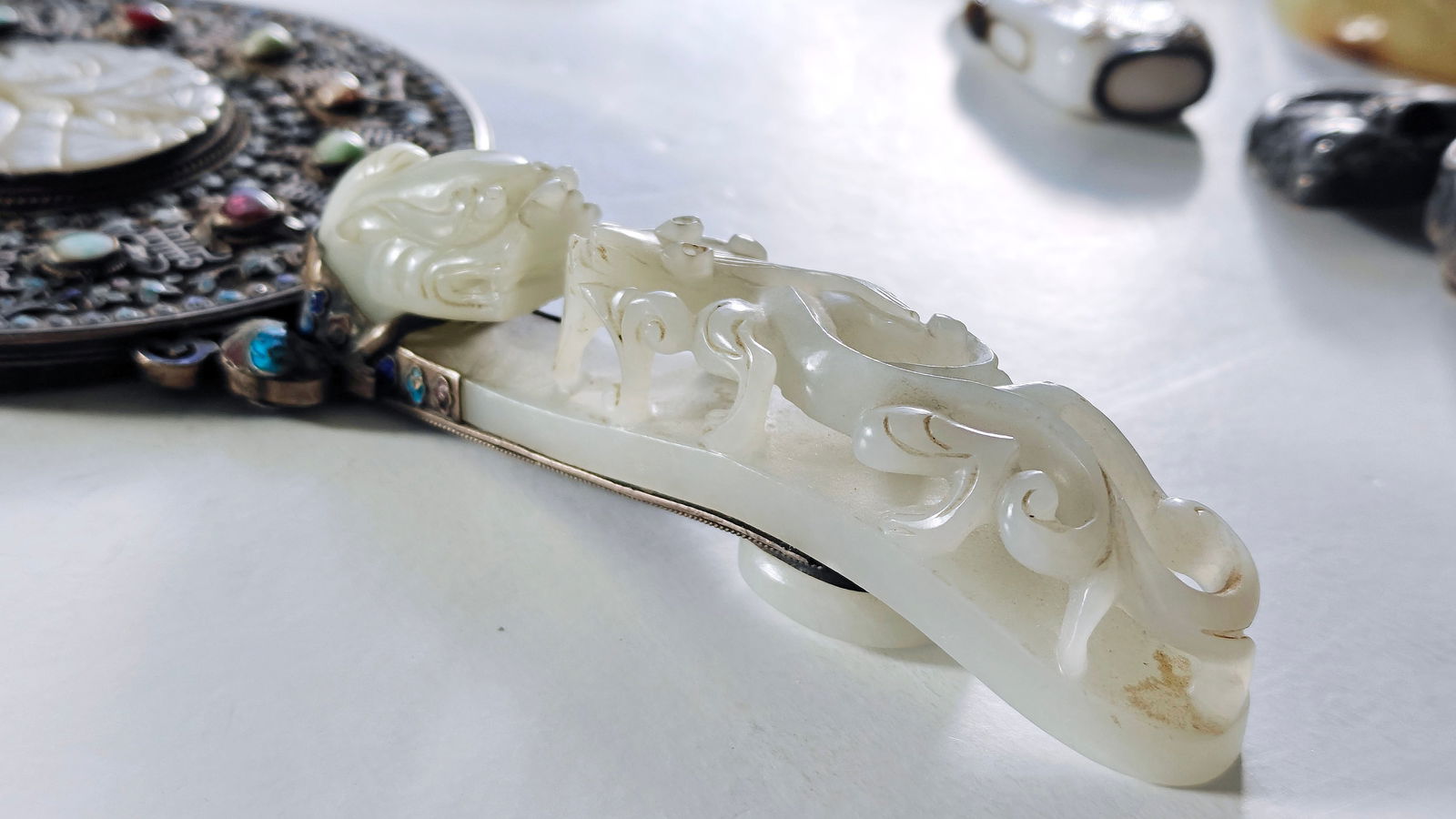 Chinese Jade-Inlay Mirror - 15