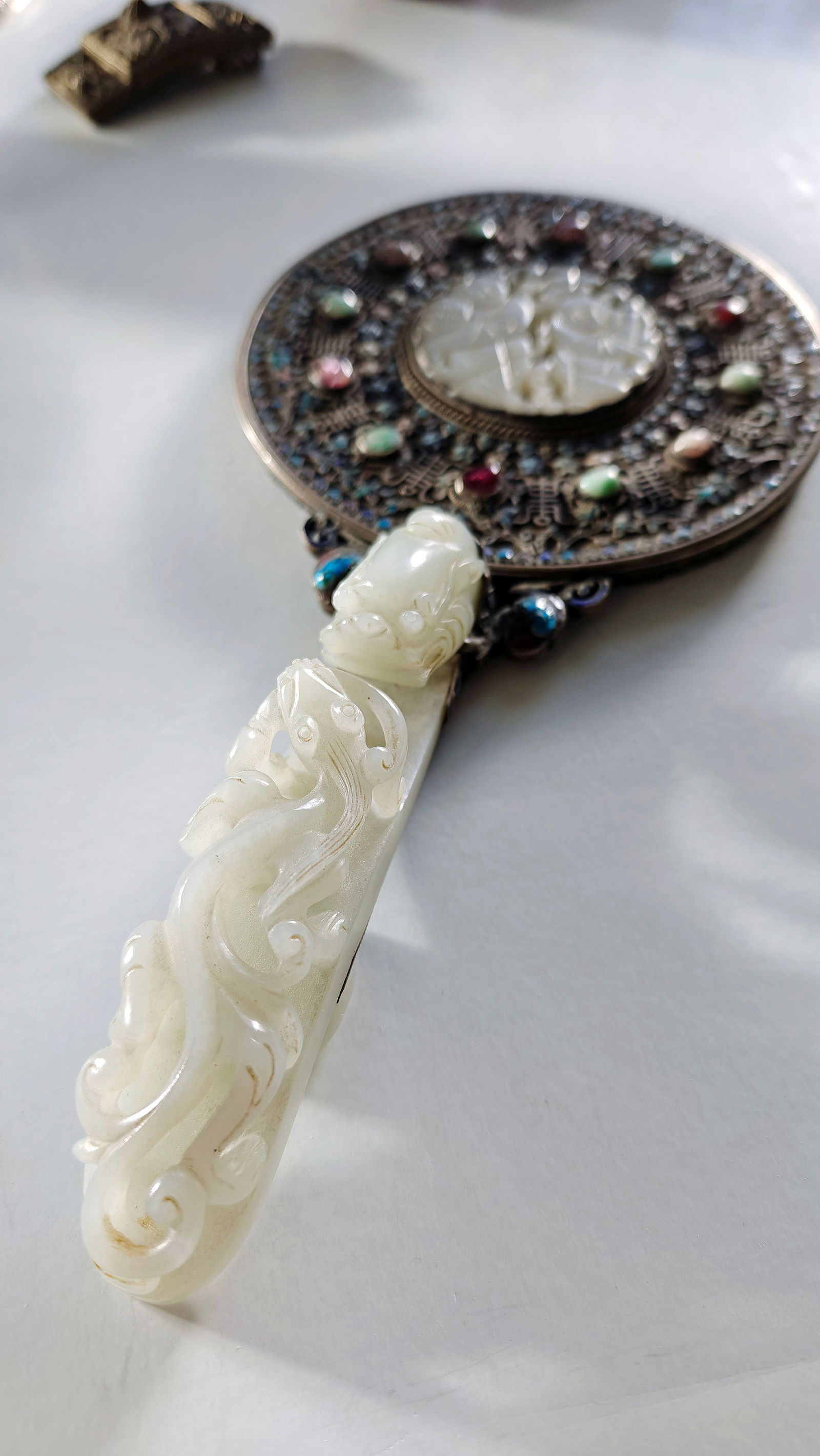 Chinese Jade-Inlay Mirror - 2