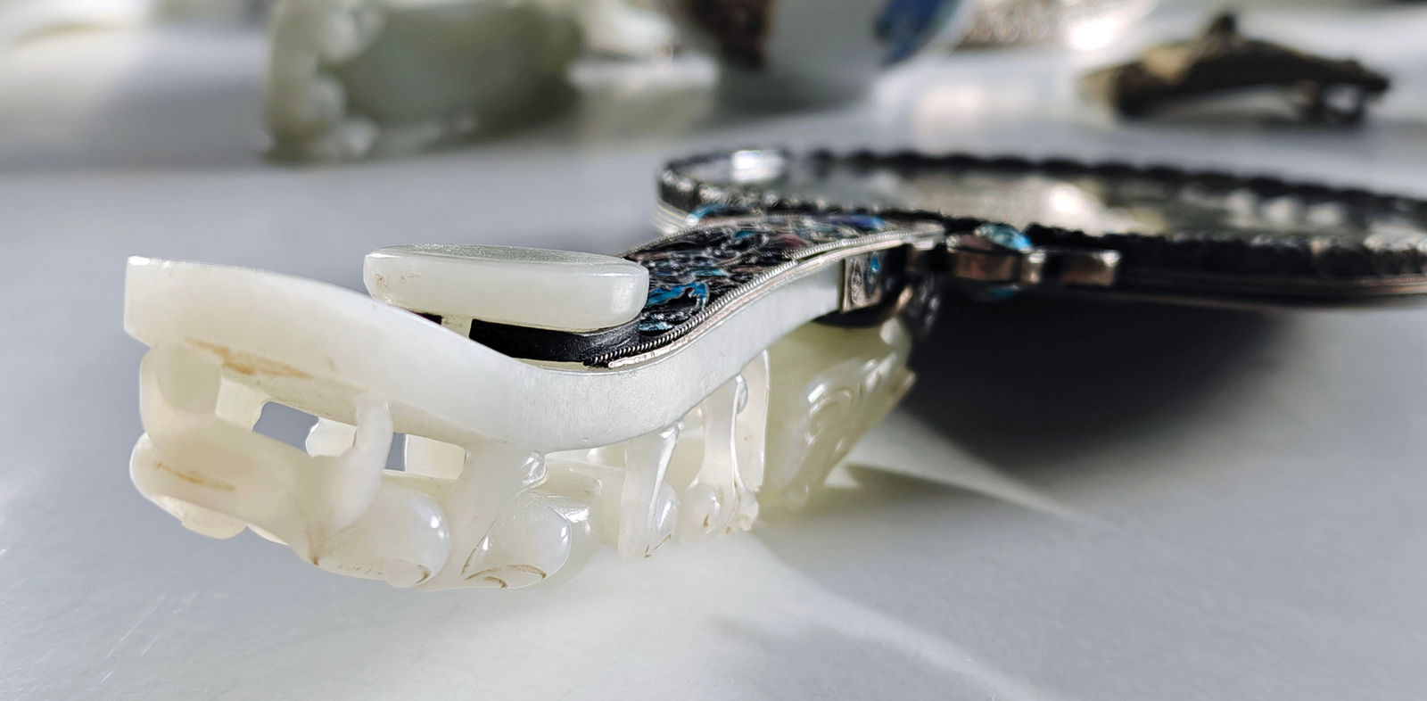 Chinese Jade-Inlay Mirror - 3