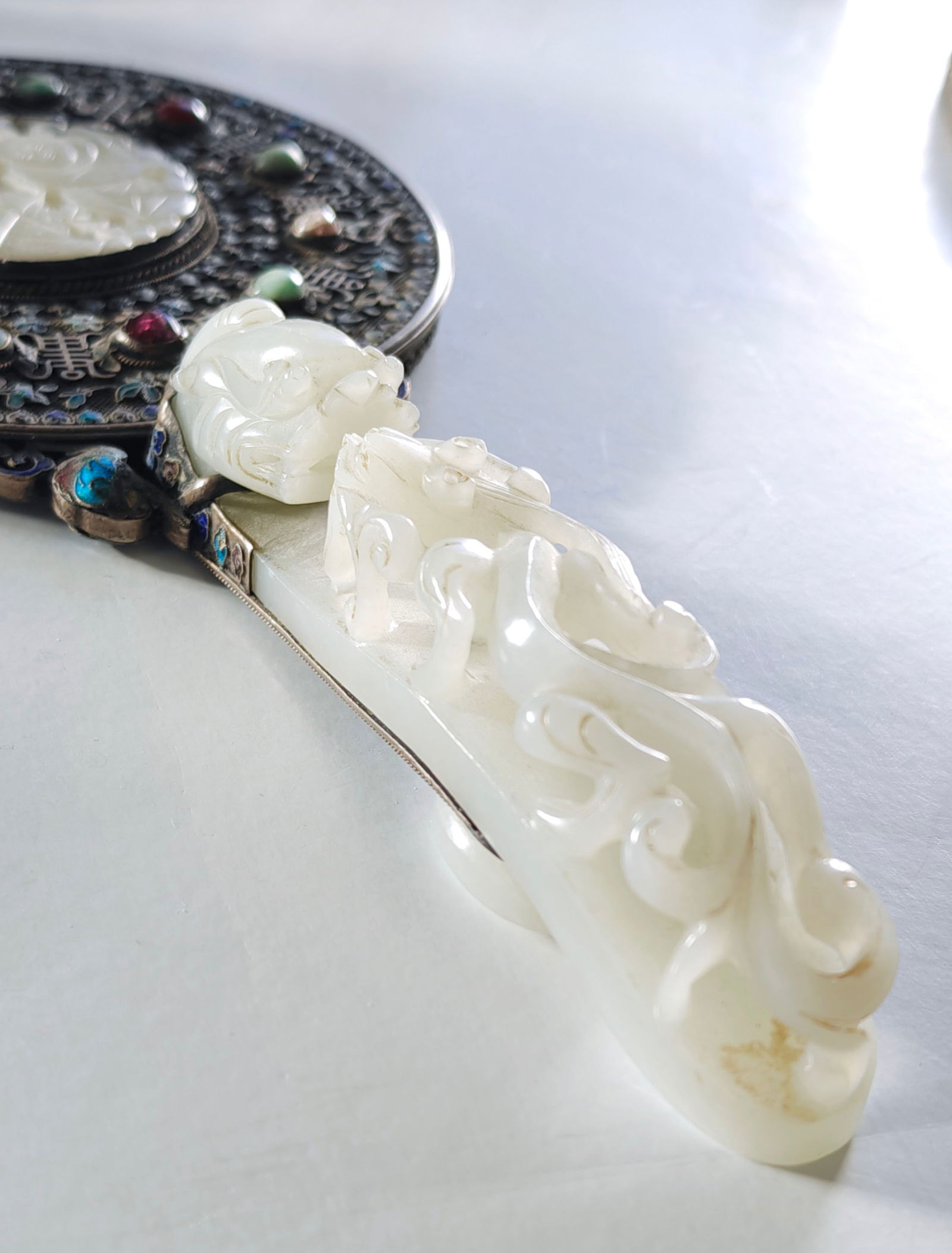 Chinese Jade-Inlay Mirror - 5