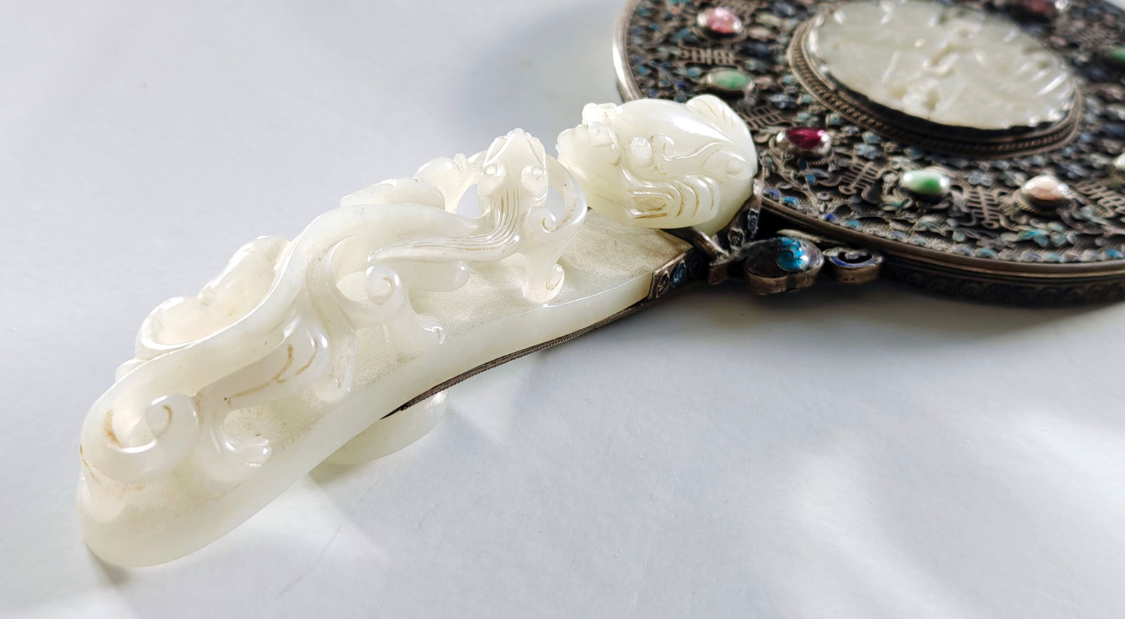 Chinese Jade-Inlay Mirror - 6