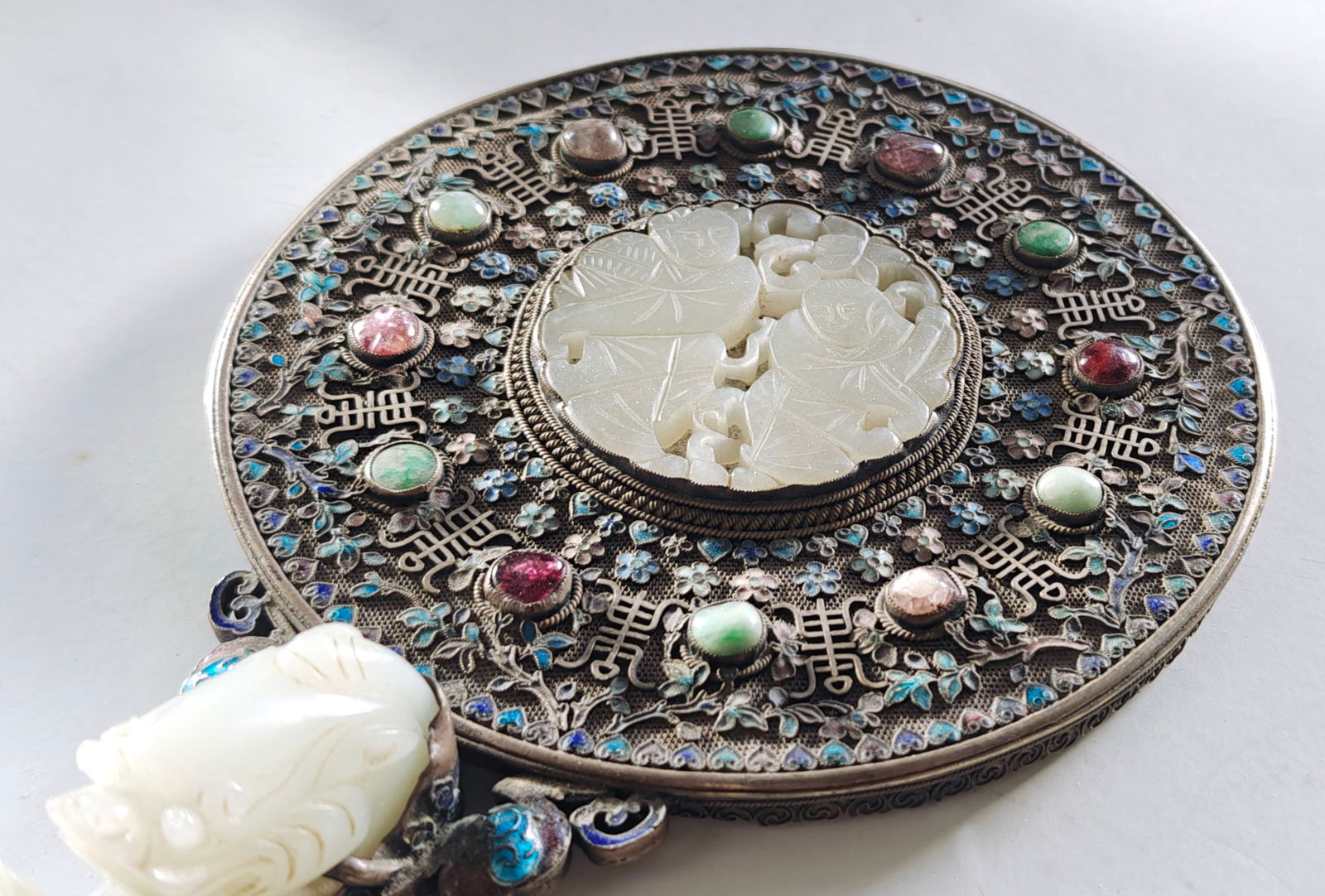 Chinese Jade-Inlay Mirror - 7