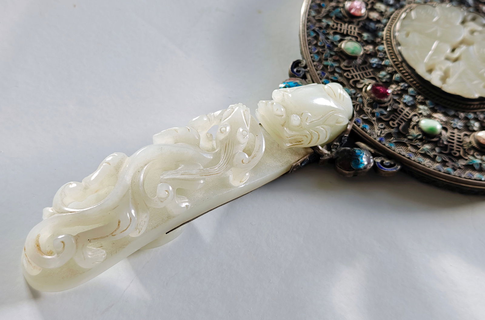 Chinese Jade-Inlay Mirror - 8