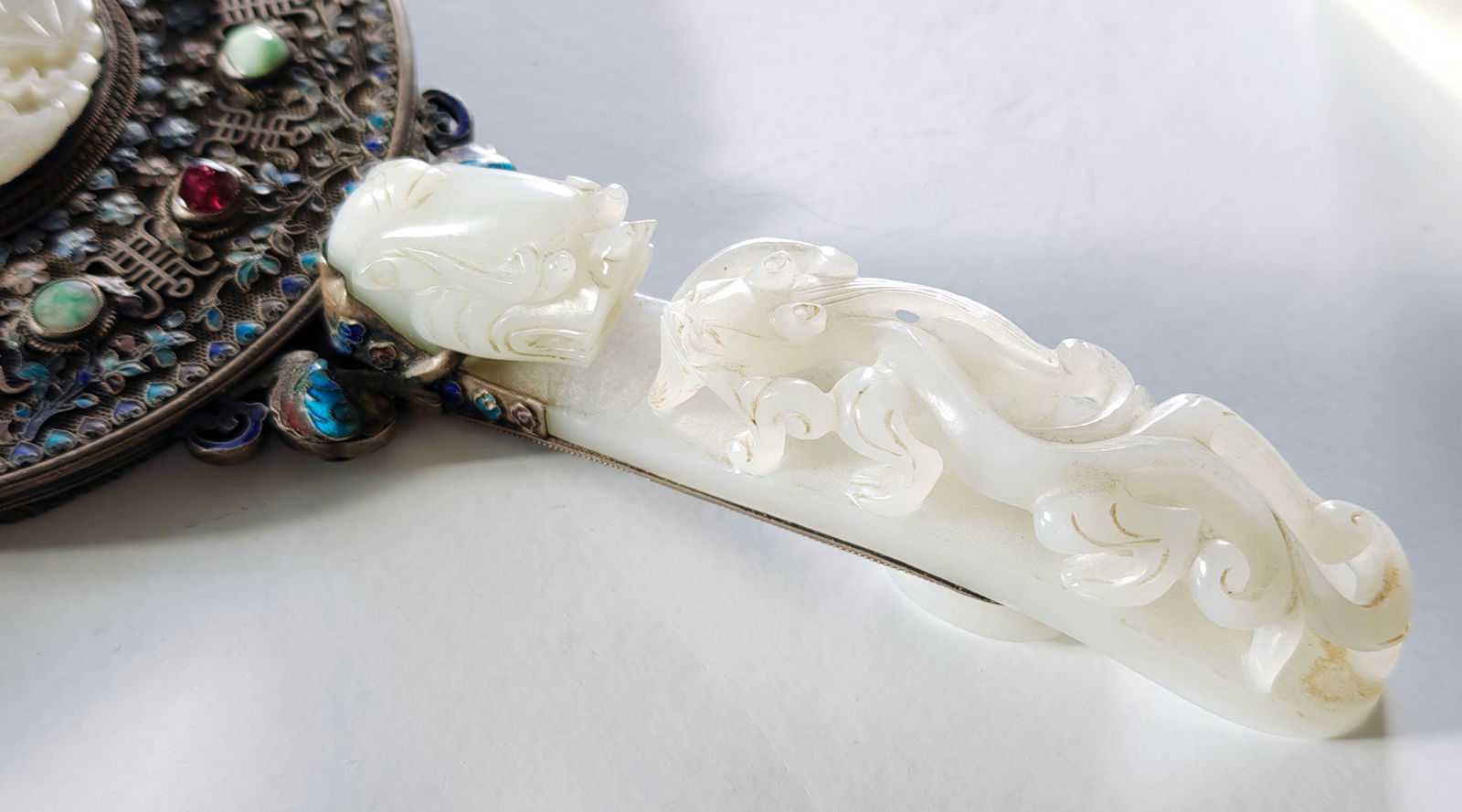 Chinese Jade-Inlay Mirror - 9