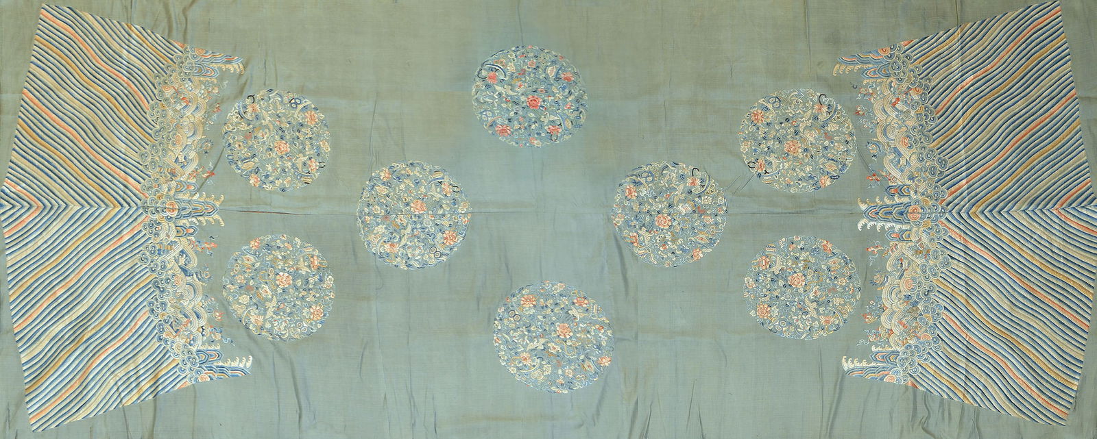 Fine Chinese Uncut Imperial Silk Court Robe: Princess Gurun(Princess Gulun, First Rank Princess), daughters of Emperors of the Qing dynasty, 18th century. Imperial.L: 292 CM, 115 INPrivate collection of an important estate, Dallas, Texas.Lot