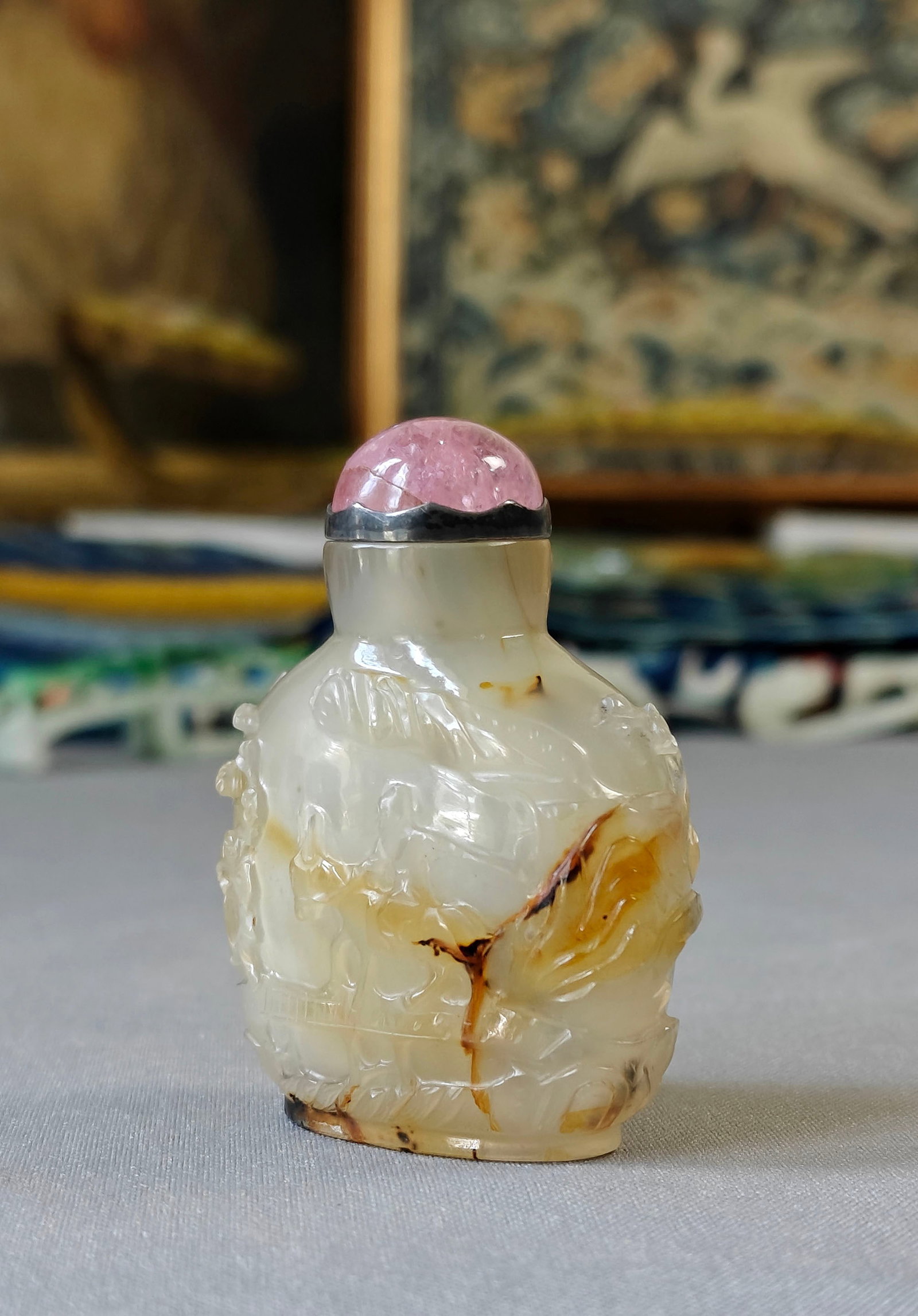 Chinese Carved Agate Snuff Bottle - 13