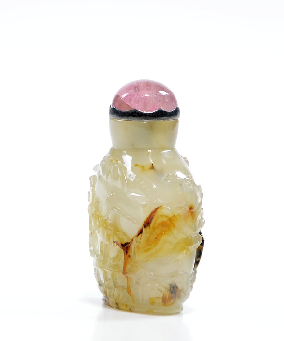 Chinese Carved Agate Snuff Bottle - 6