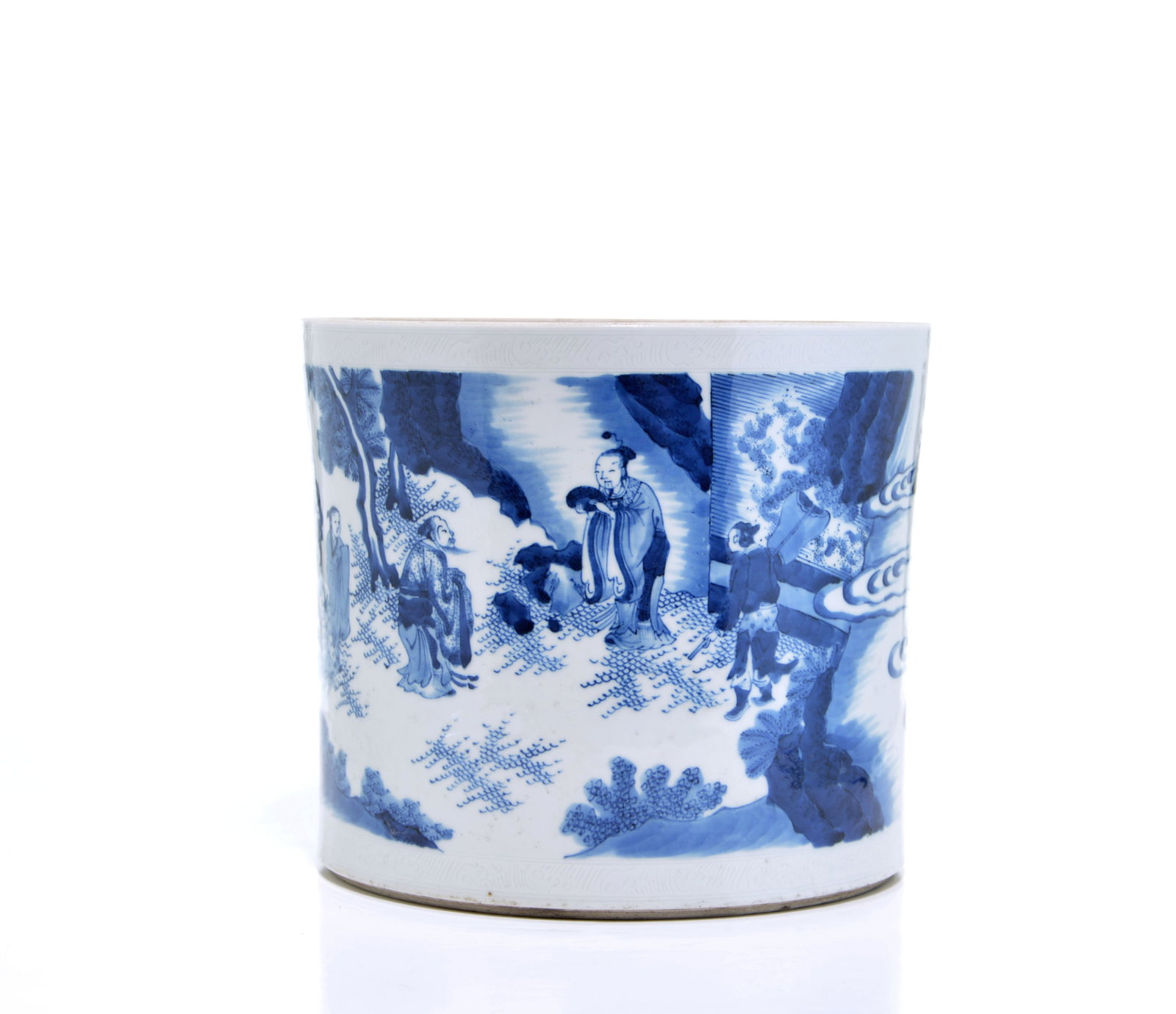 Large and Fine Chinese Chongzhen-Style Blue And White Brush Pot (1 of 19)