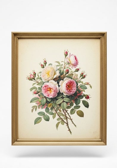 Framed Watercolor Paint: H: 24cm
