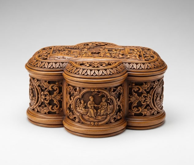 Carved Wood Box: L: 23 cm