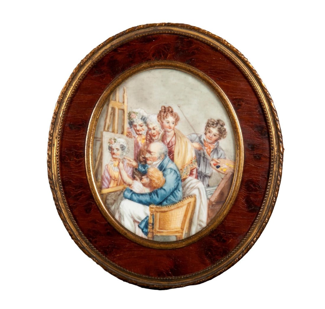 Framed Miniature Paint: H: 9 cm