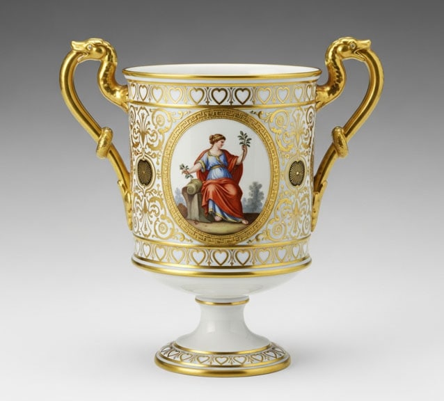 Gilded Porcelain Vase: H: 32 cm