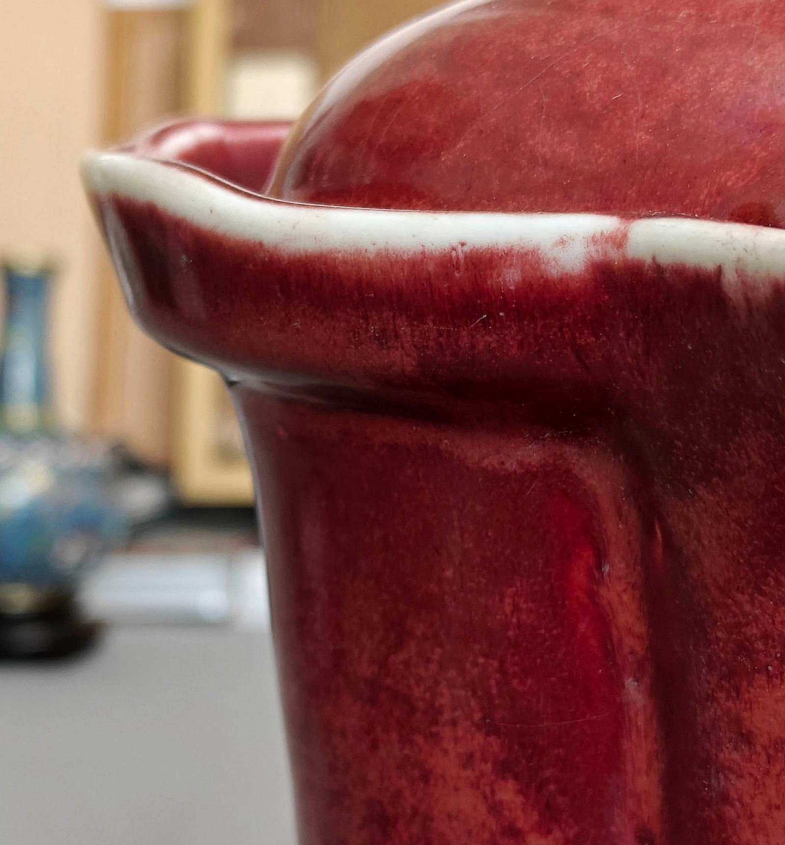 Rare Chinese Copper-Red 'Monk-Cap' Vase - 11