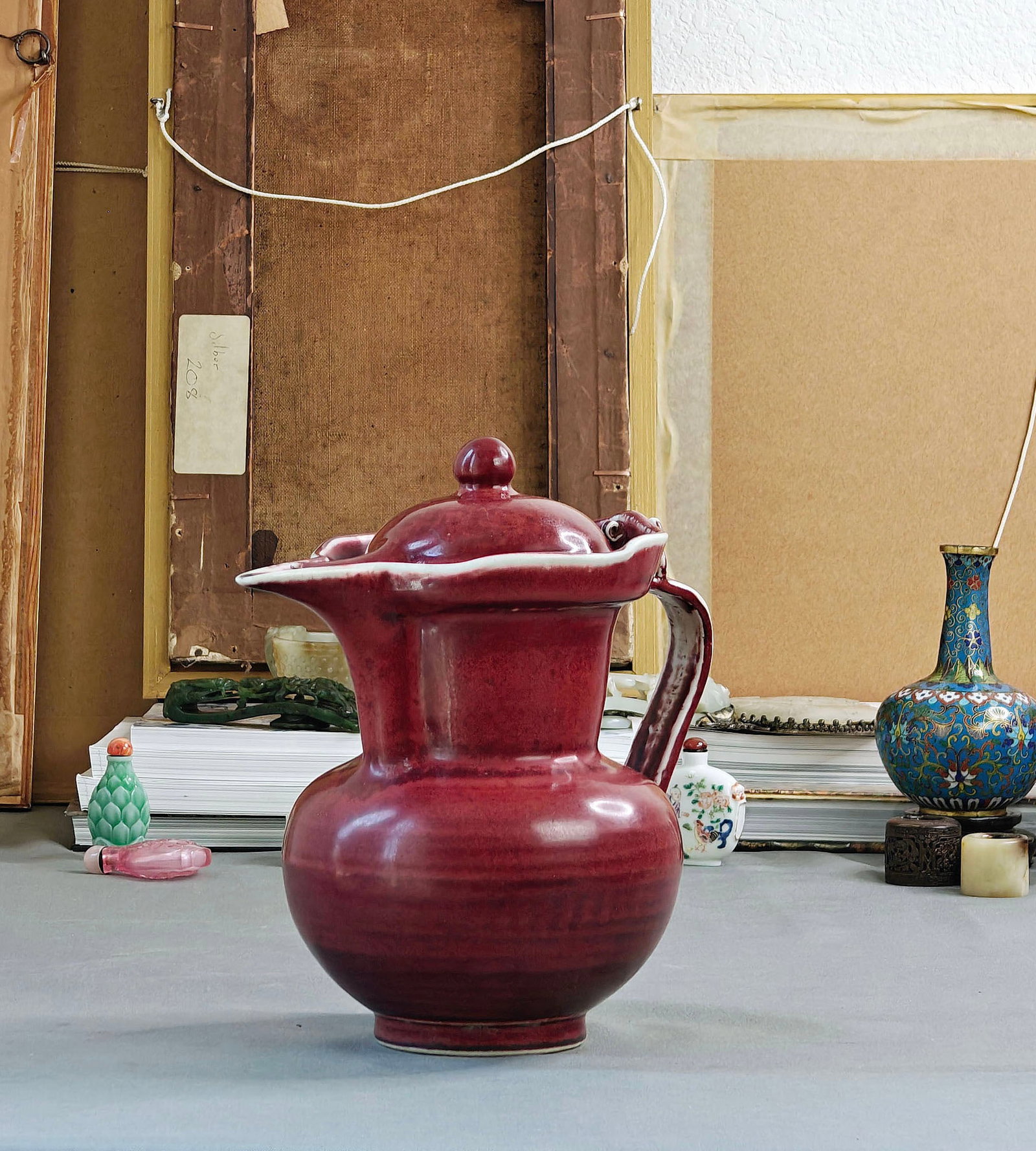 Rare Chinese Copper-Red 'Monk-Cap' Vase - 15