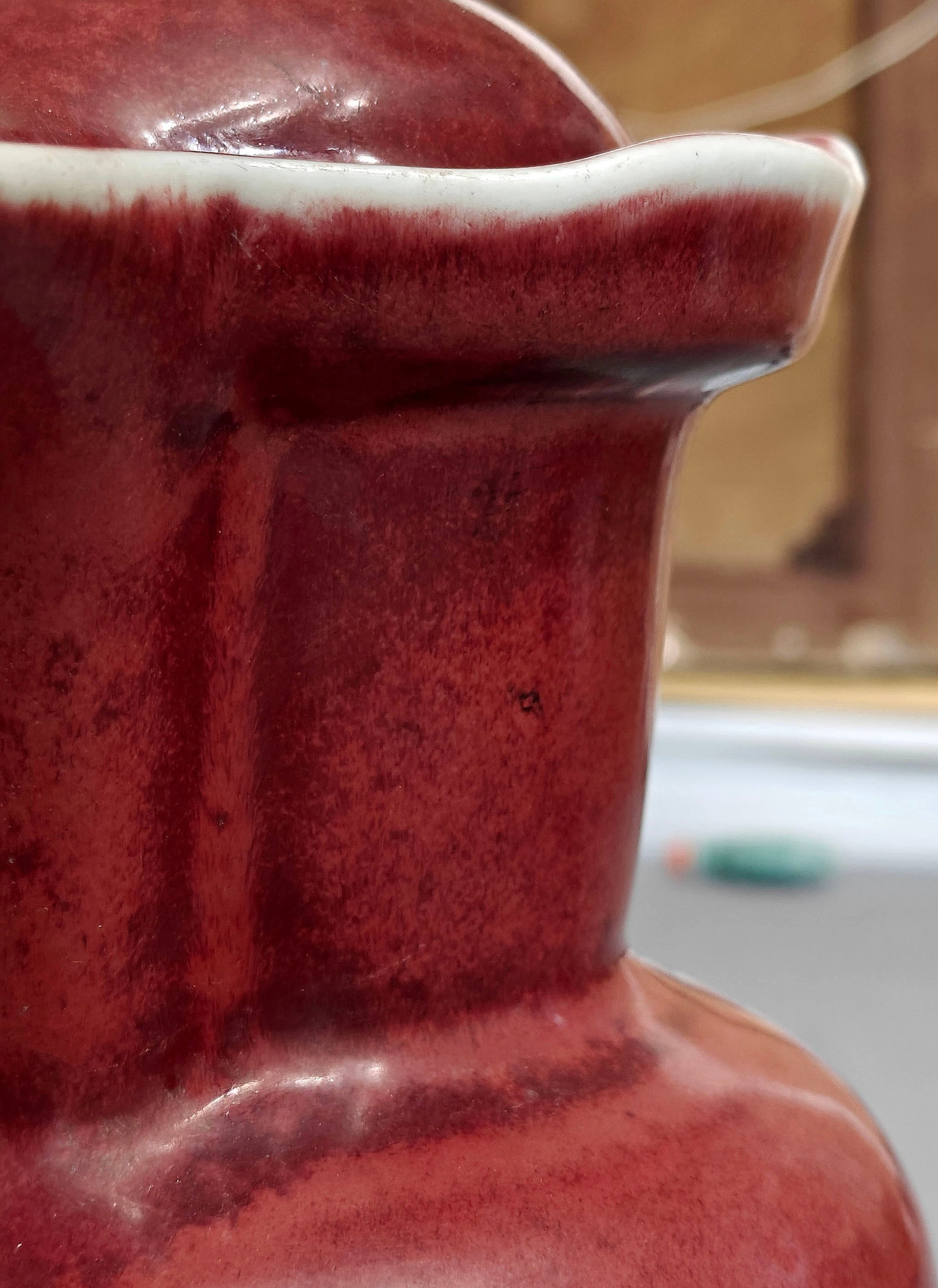 Rare Chinese Copper-Red 'Monk-Cap' Vase - 9