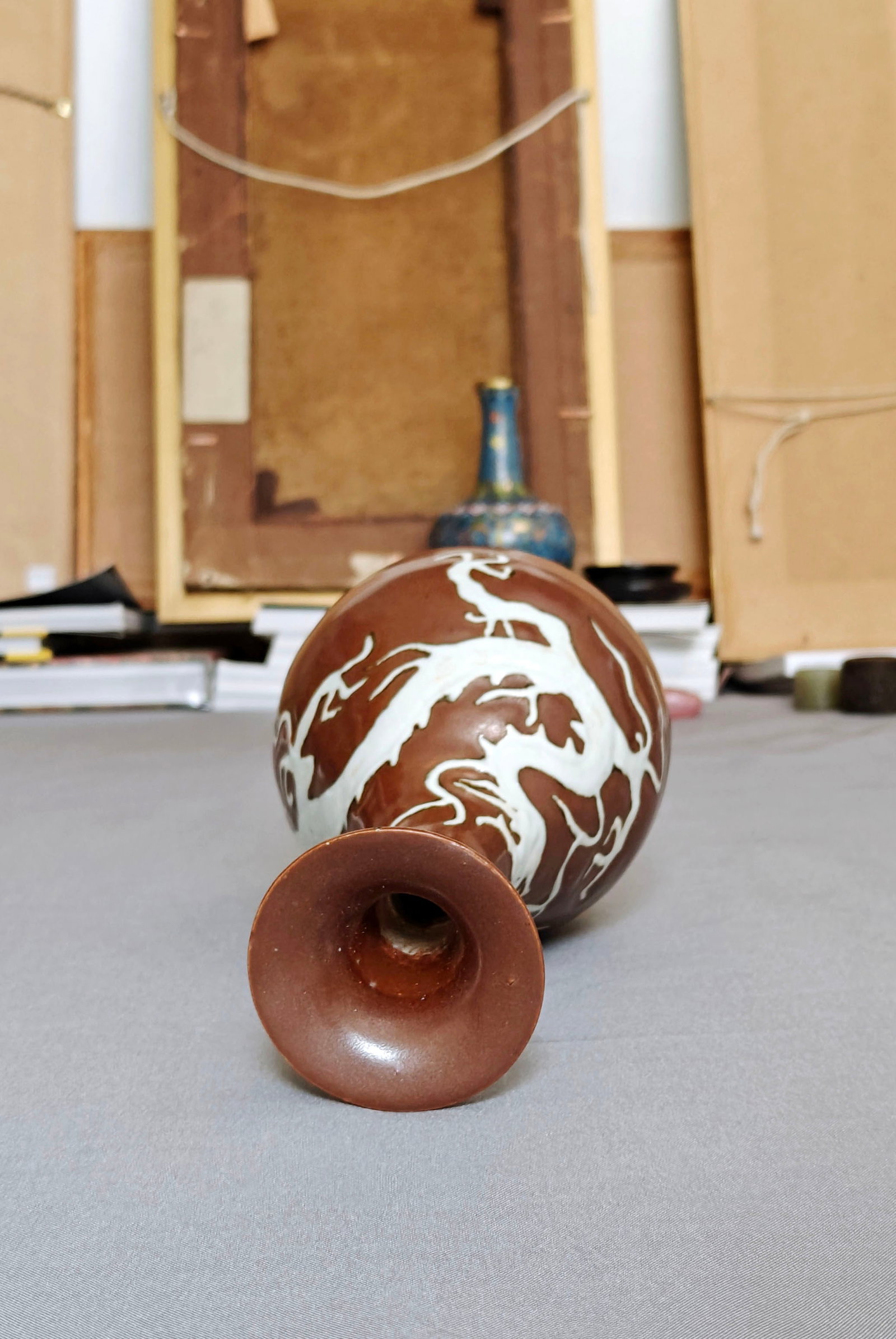 Chinese Brown-Glazed Dragon Vase - 13