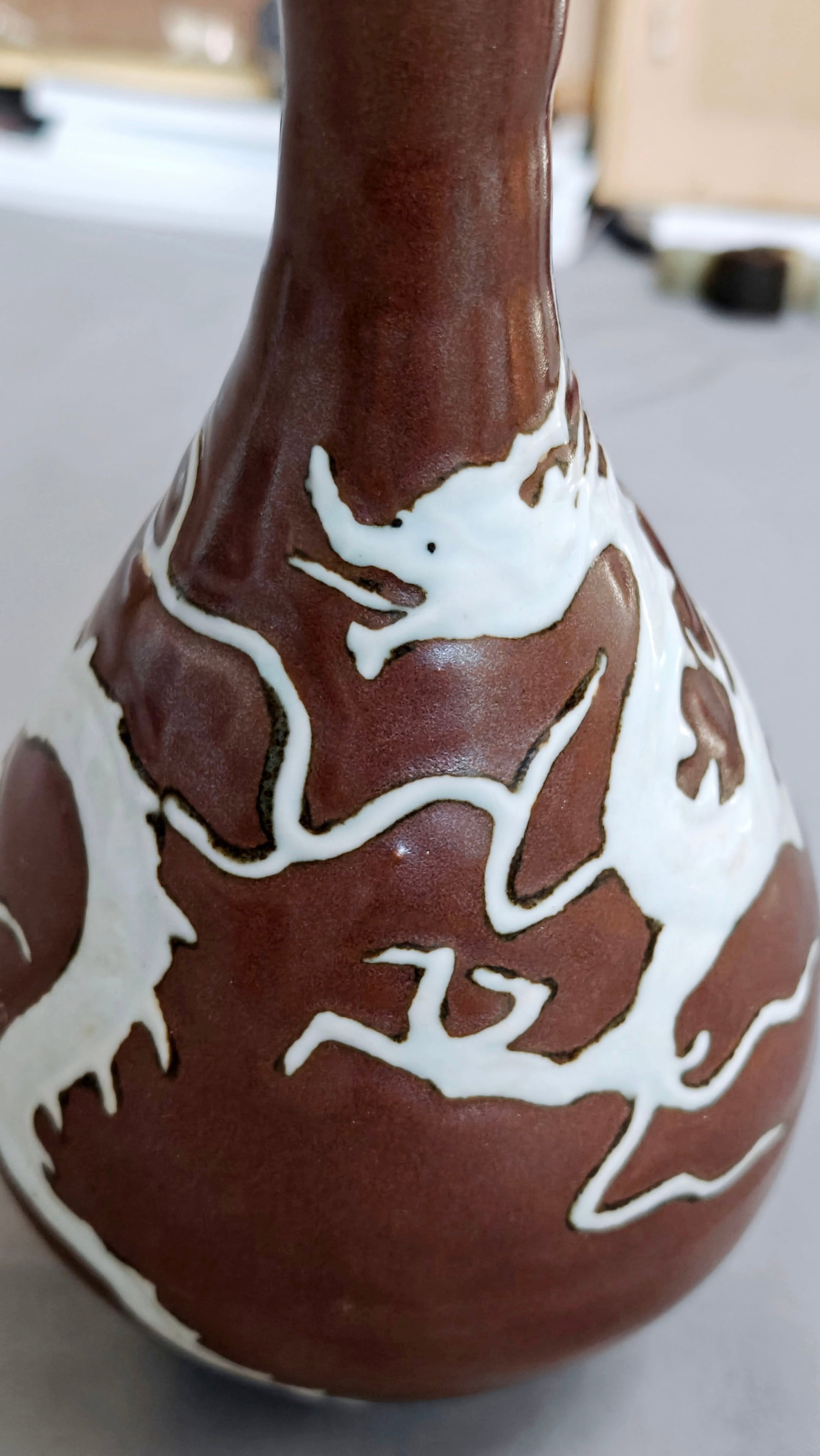 Chinese Brown-Glazed Dragon Vase - 15